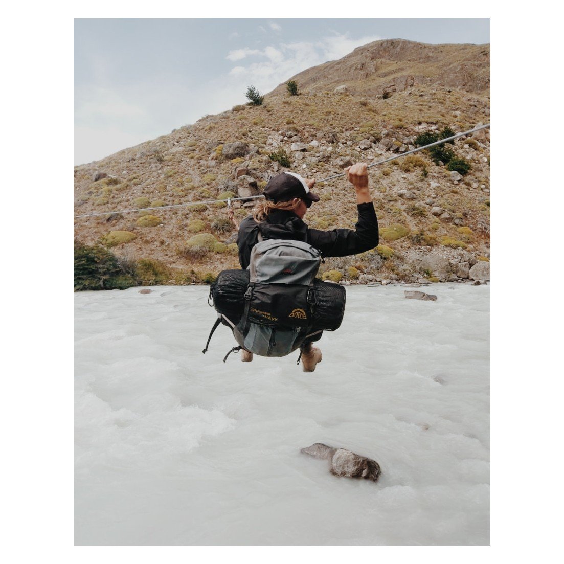 A river crossing on the vuelta de huemul hike in el chalten, Argentina