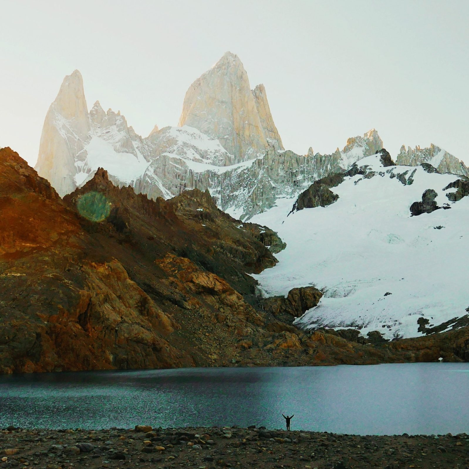 An incredibly humbling picture of fitz roy mountain on a multi-day trek in the region