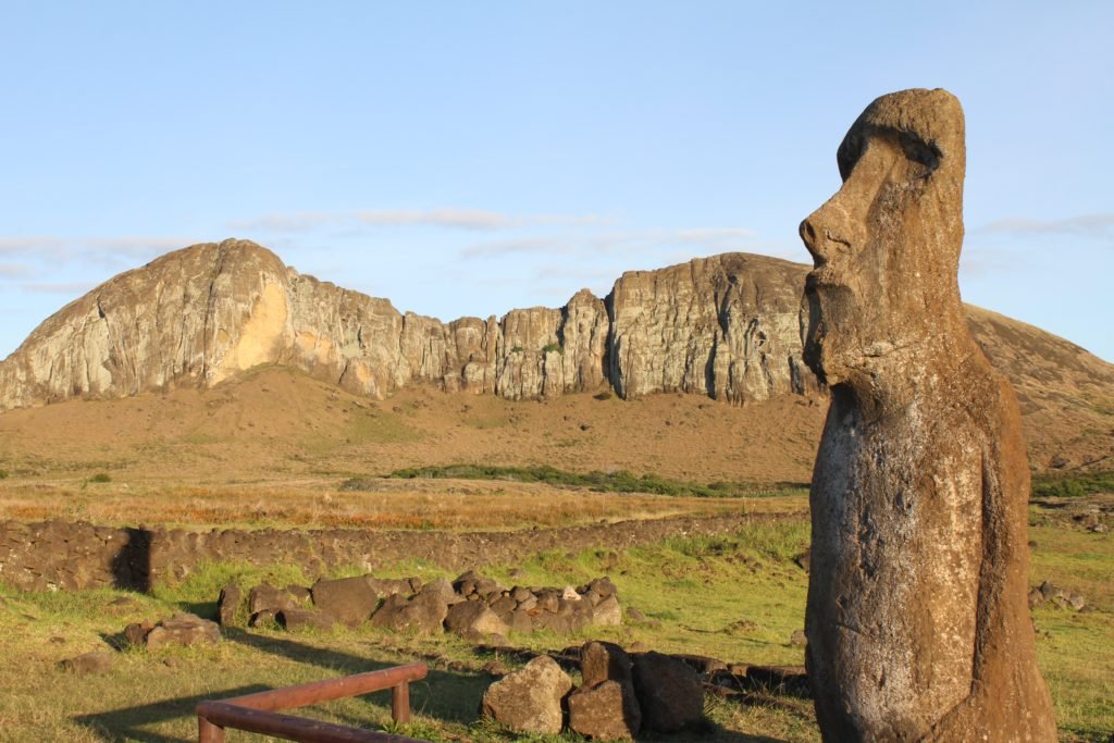 rapa nui moai at sunrise